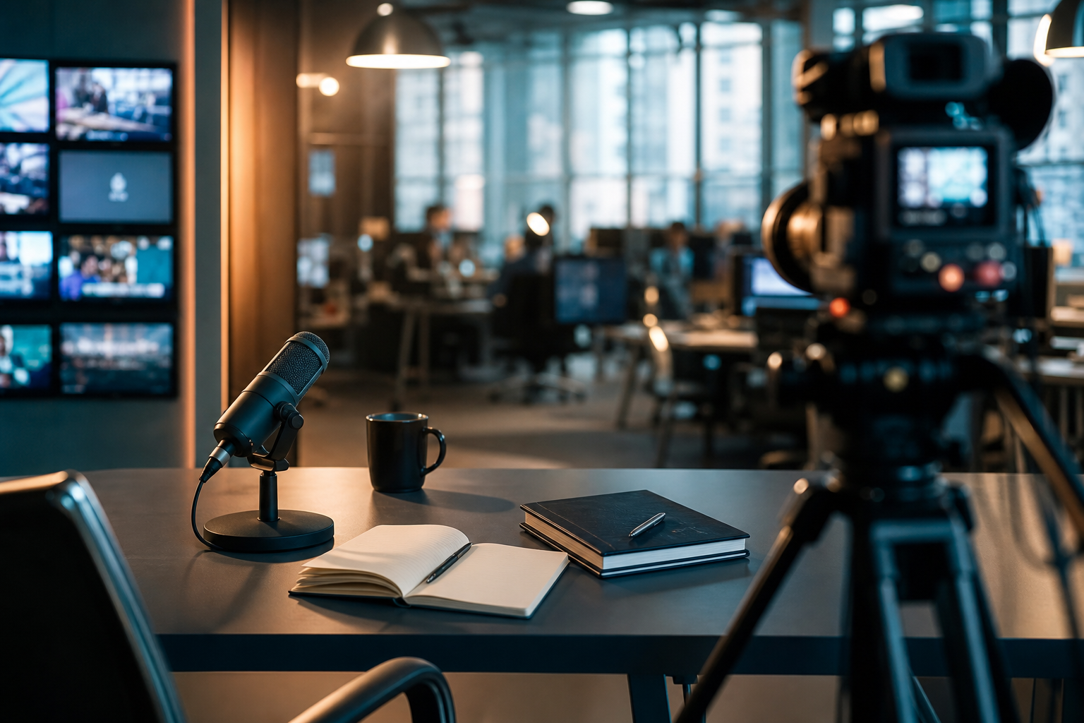 Modern newsroom and media production